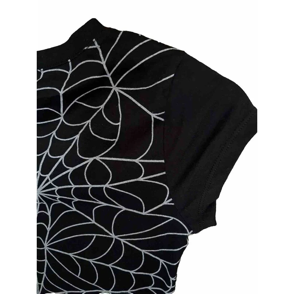 Wound Up Creep It Real T-shirt Juniors XS On Black Spider Webb Halloween Spooky